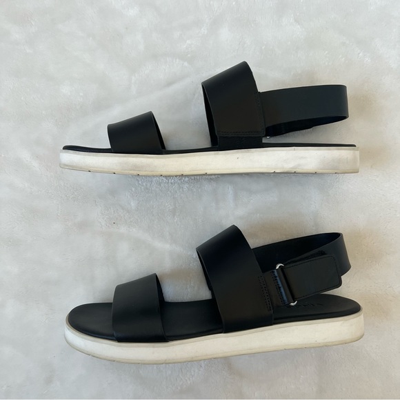 VINCE black strappy platform sandal 38.5 white sole neutral staple comfortable - Picture 4 of 6